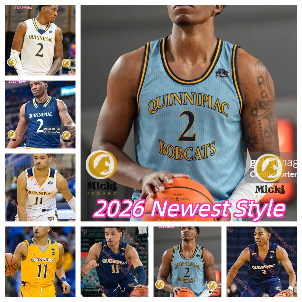 Maillot de basket-ball Quinnipiac Bobcats 2026 Richie Springs Khaden Bennett Doug Young Nicholas Margetson Arion Lewis Rihards Vavers Daemar Kell