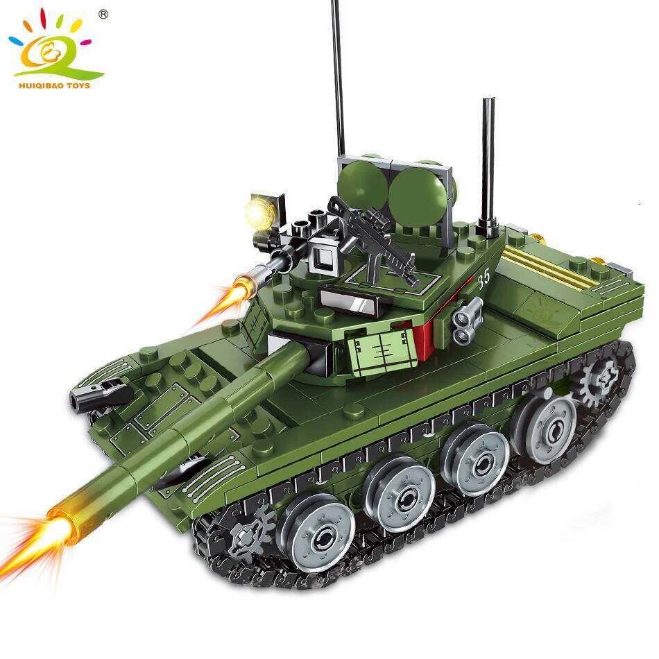 HUIQIBAO 336pcs Military 85 Main Battle Tank Building Blocks WW2 Army Soldier Figures Bricks Educational Toys for Children Boy Z260306-image-1096519819