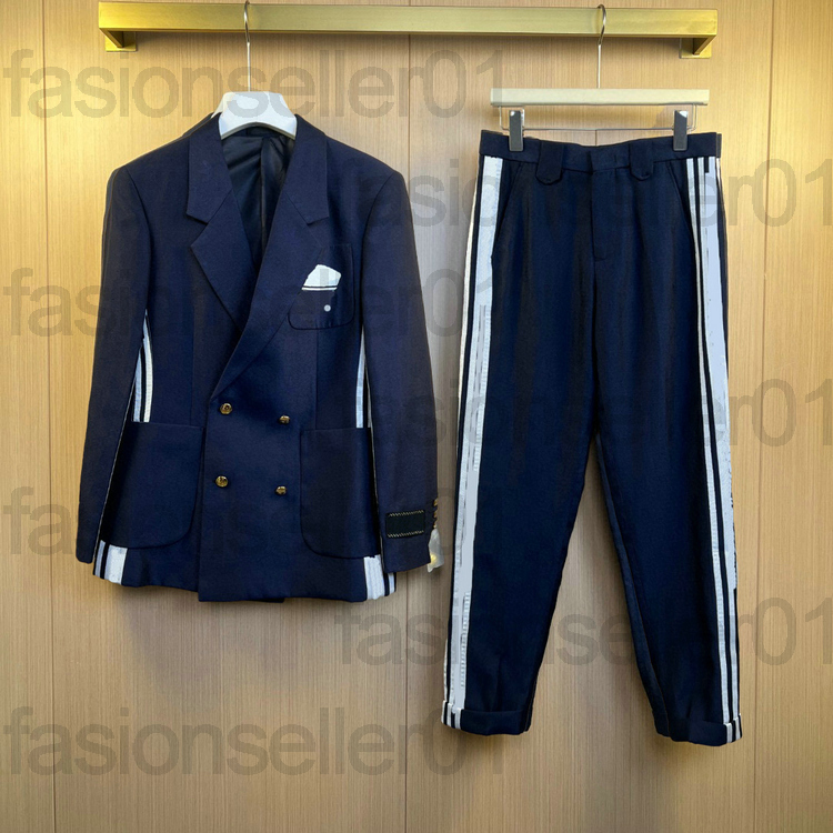 designer Mens Suits Blazers Western clothing Blazer autumn luxury outwear coat slim fit double jacquard letter striped womens dress navy pants