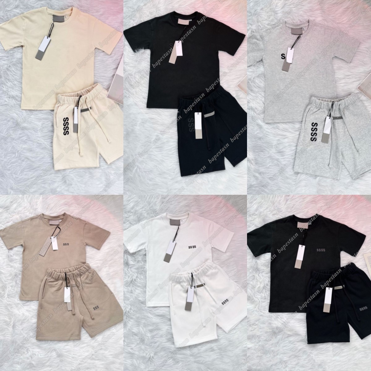 Designer kids Clothing Sets toddler T-shirts shorts clothes boys girls black white grey brown fashion street Tops casual summer infants youth chi-image-1096482895