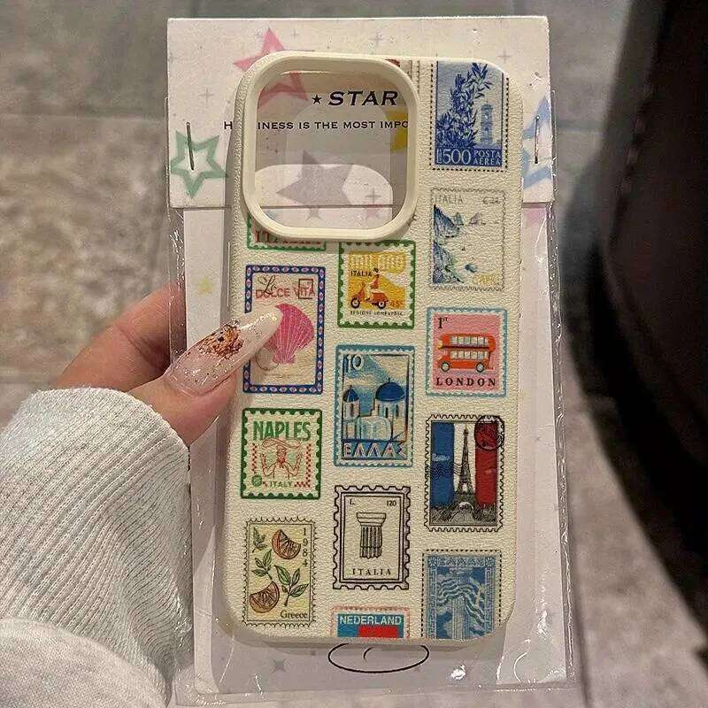 Vibrant Retro Stamp Lichee Design Phone Case For iPhone 17 15 14 Pro Max Air 11 12 13 16 Plus XR XS 16E Shockproof Cover H260305-image-1096533121