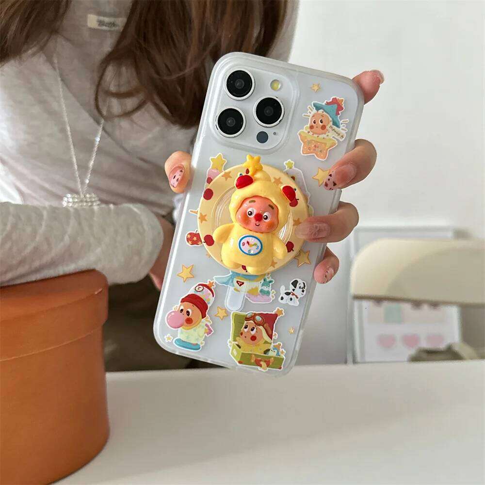 Korean funny star cartoon magnetic stand phone case for iPhone 13 14 16 Pro Max funds fashion shockproof cover For 15 H260305-image-1096446814
