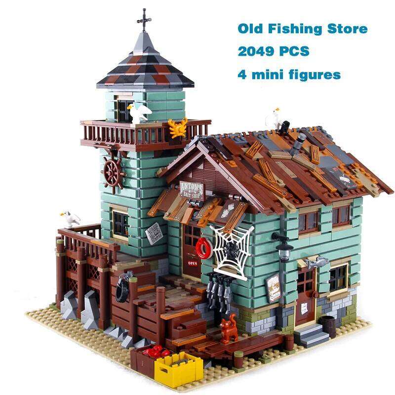 Fisherman Old Fishing House Store Model Building Blocks Bricks Compatible 21310 16050 Kids Birthday Christmas Toys Gifts k8001 Z260306-image-1096524199