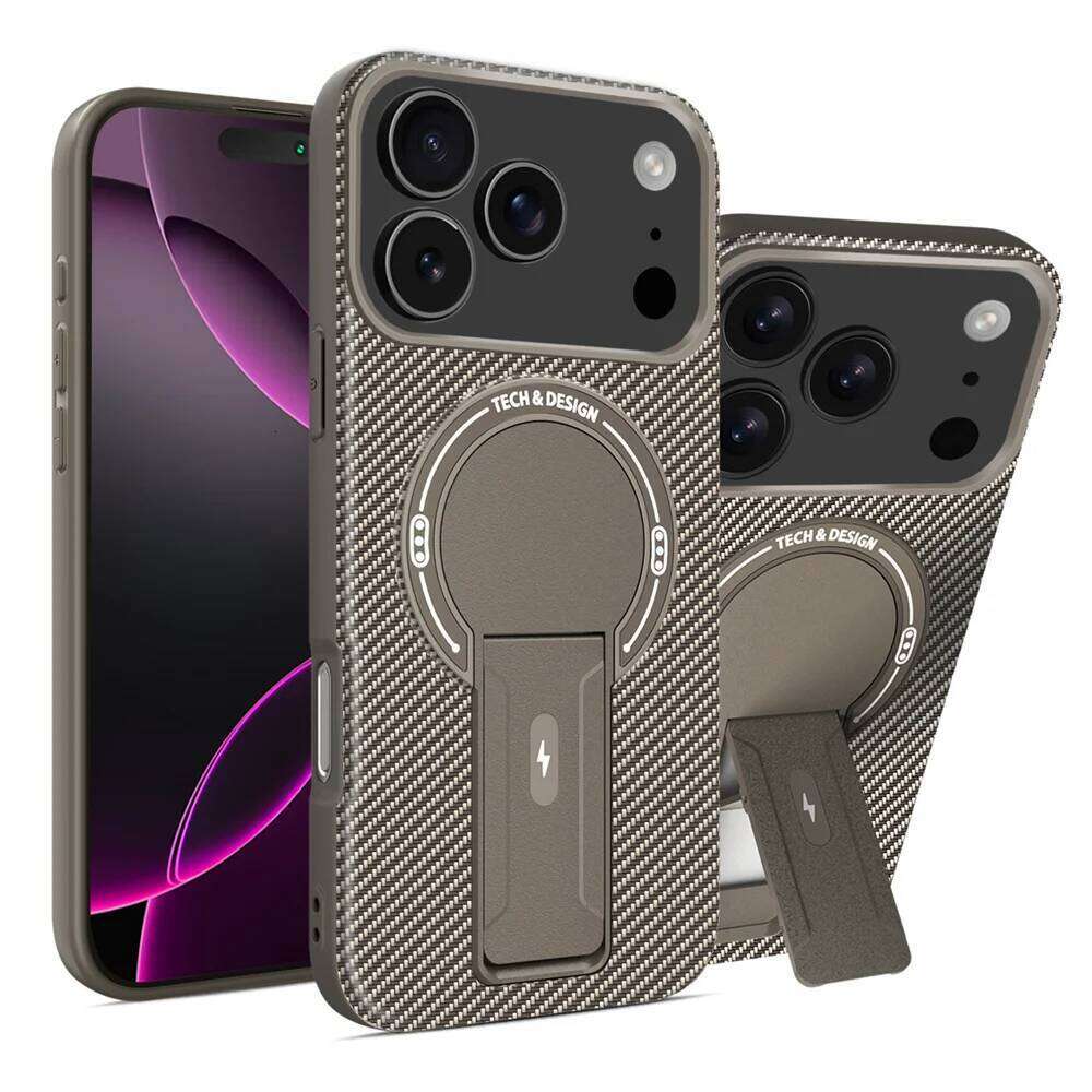 Carbon Fiber Pattern Fold Stand Magnetic Phone Case For iPhone 16 17 Pro Max Air 16e 15 14 Plus 13 12 11 Military Cover H260305-image-1096425806