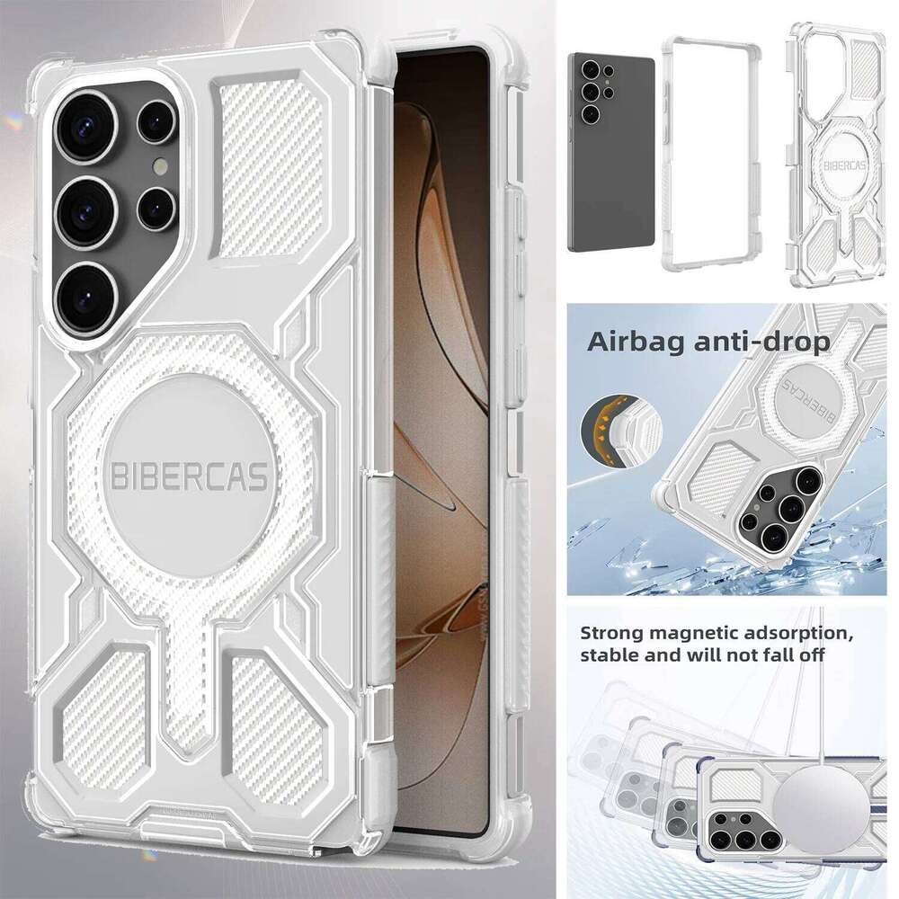 Magnetic Military Armor Phone Case For Galaxy Ultra Edge S25 Wireless Charging Anti-Drop Protective Cover H260305-image-1096492338