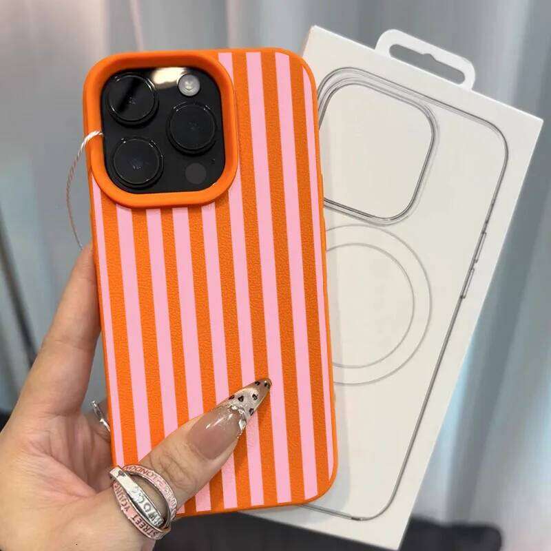 Colorful Striped Minimalist INS Couple Lichee Phone Case For iPhone 17 15 14 13 12 11 Pro Max XS X XR 16 Plus 16E 17Air Cover H260305-image-1096533443
