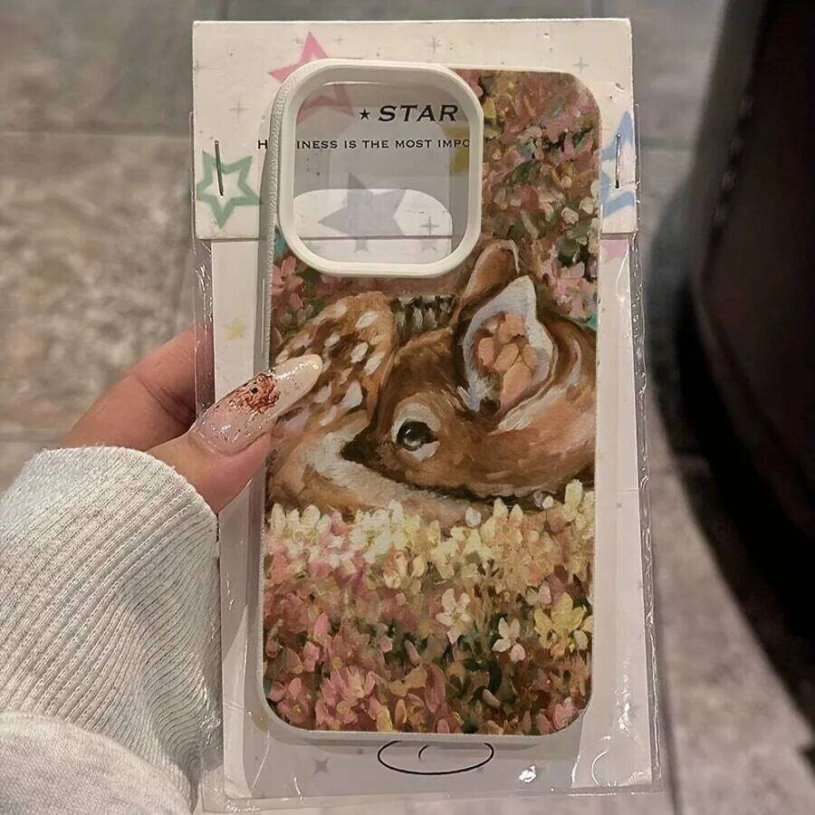 New Design TPU Phone Case For iPhone 17 15 Pro Max 14 13 12 11 XS X XR 16E 16 Plus Air With Oil Painting Deer Patterns Cover H260305-image-1096434947