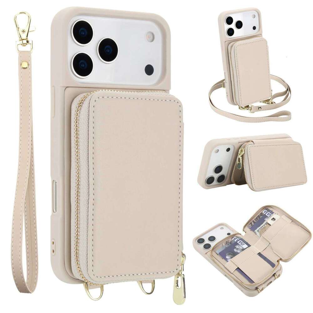 Crossbody Zipper Card Slot Wallet Flip Leather Phone Case For iPhone 17 Pro Max 16 Plus 15 14 13 12 11 RFID Pocket Strap Cover H260305-image-1096435890