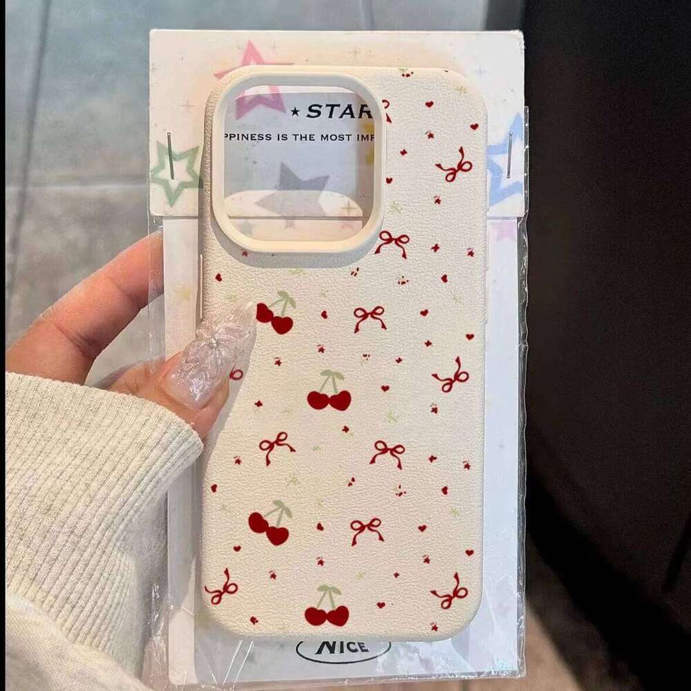 Cherry Bow Lichee Pattern Phone Case For S25 Ultra Cases Galaxy S24 FE S23 Plus S22 A16 A26 A36 A56 A55 A54 A53 5G Cover H260305-image-1096444048