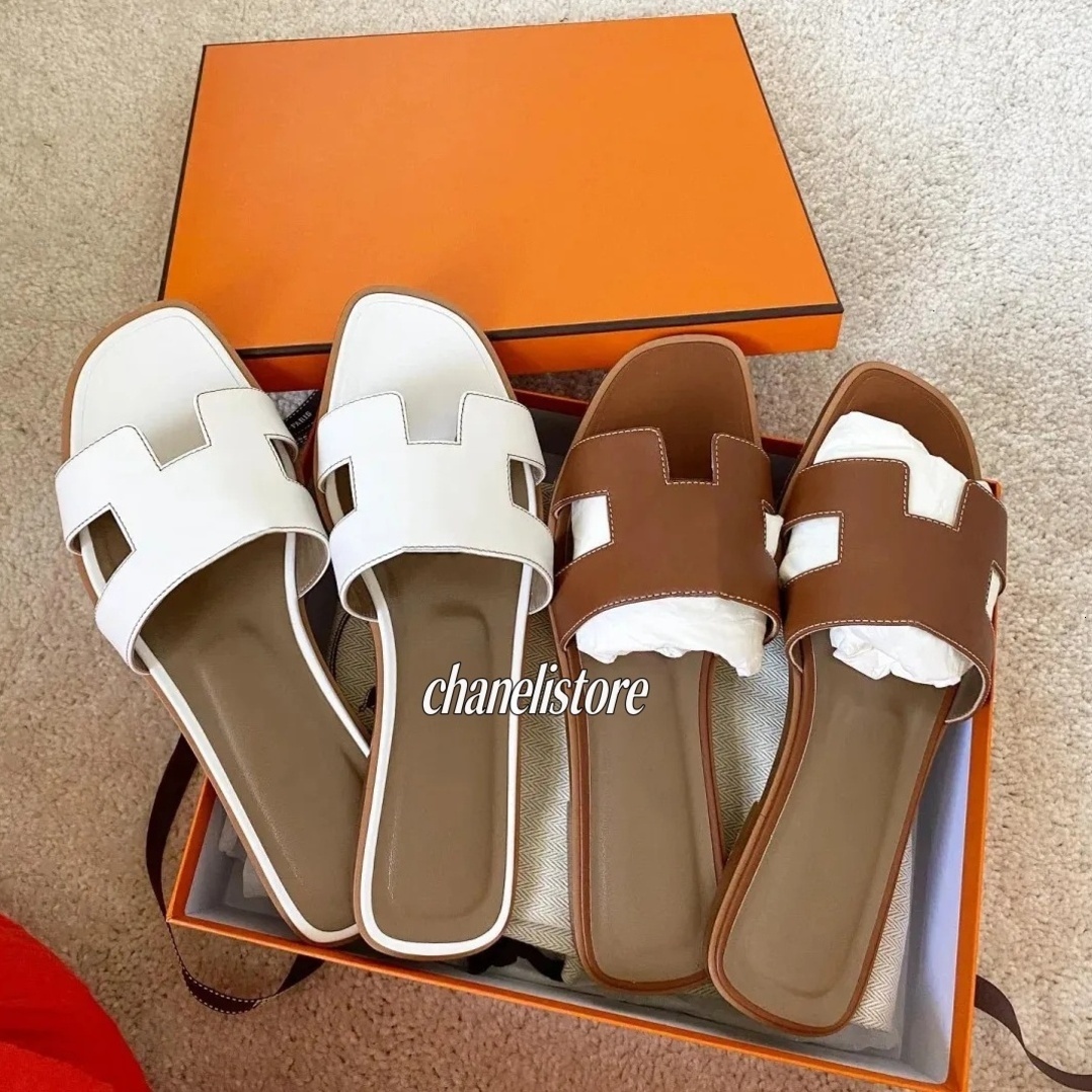 Designer Oran Slippers slides classic flat heel summer Rubber flip flops leather slippers womens shoes sexy sandals large big crocodile Sandal Flat