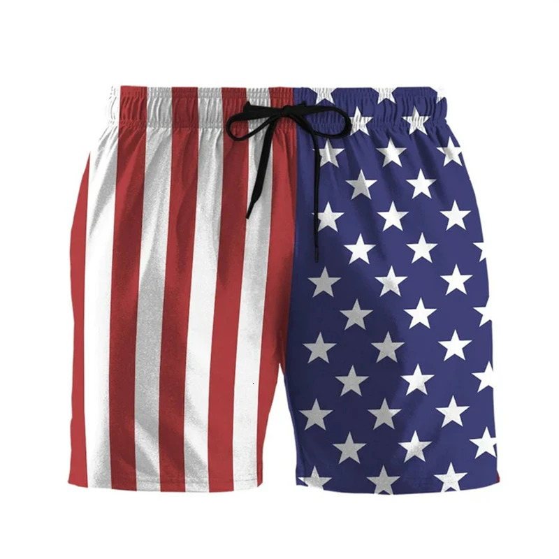 Mens Beach Shorts USA Flag 3d Print Funny Animals Graphic Surfing Board Casual Summer Holiday Sports Pants Briefs Boys 260305