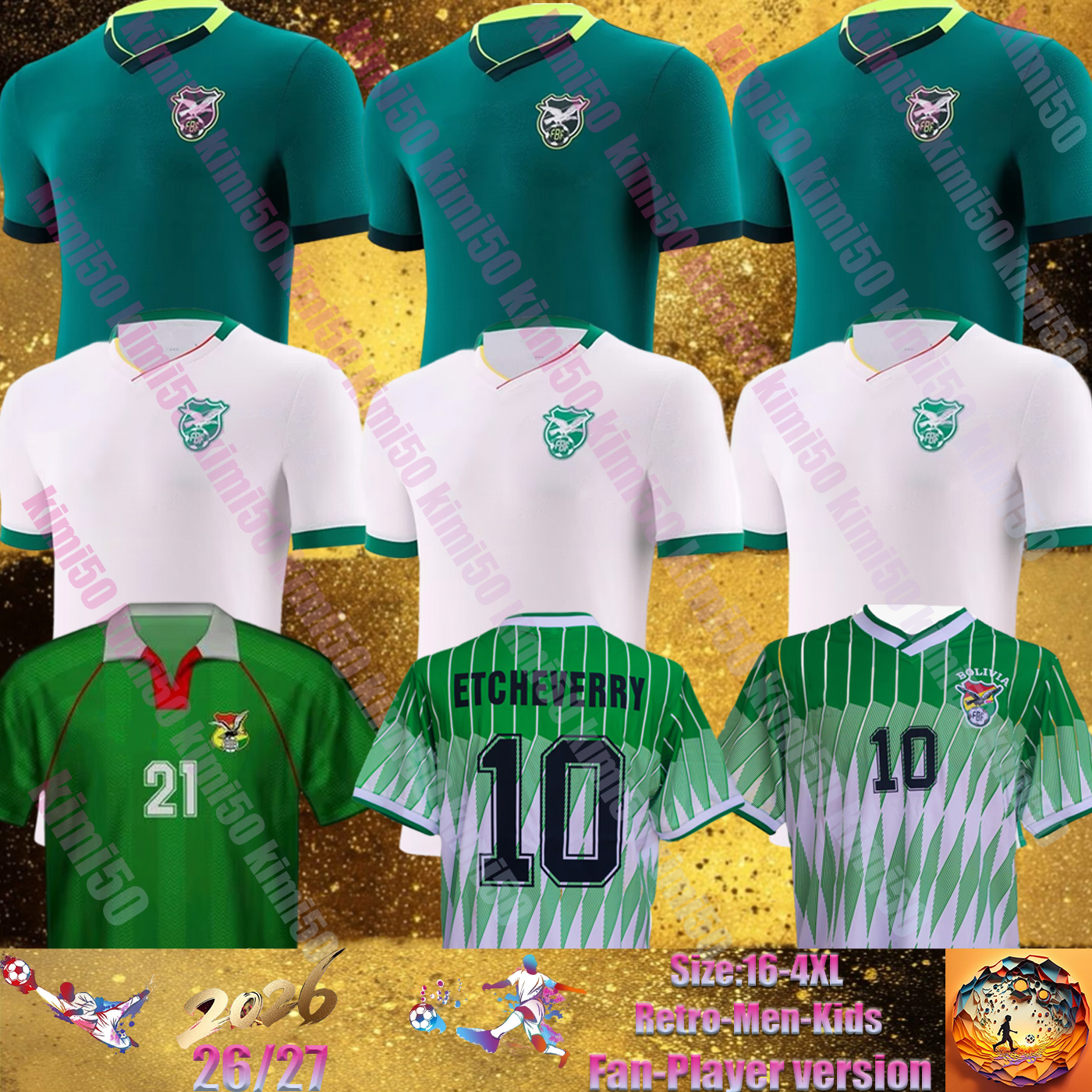 26 27 BOLIVIA Retro Version Soccer Jerseys 1993 1994 95 Maillots de football #10 ETCHEVERRY home awya third 2026 2027 home away Short sleeve men foo