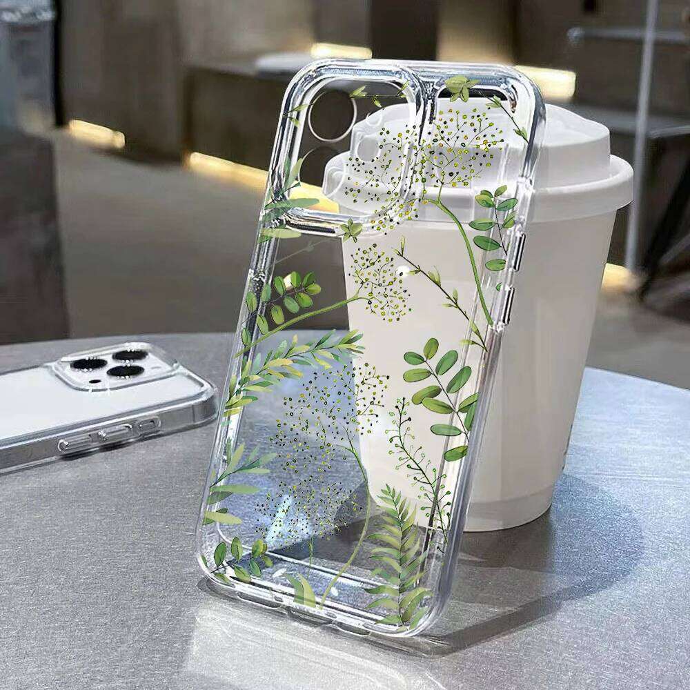 Leaf Clear For Cases iPhone 11 15 12 13 14 Pro Max Case Air 17 16 17proMax Back Cover Funda Bumper H260305-image-1096517581