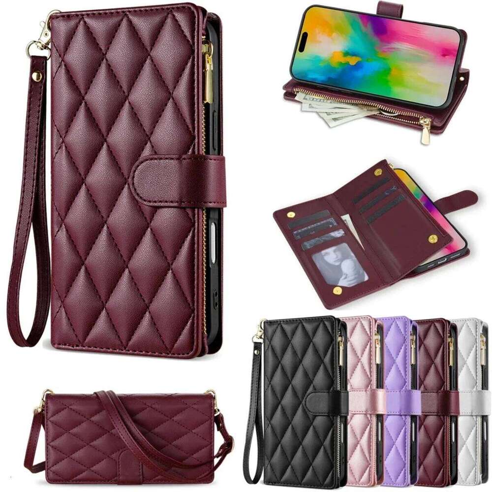Crossbody Leather Case For Galaxy S25 Edge S24 S23 Ultra S22 S21 FE S20 Plus A16 A36 A56 Zipper Card Solt Wallet Cover H260305-image-1096556413