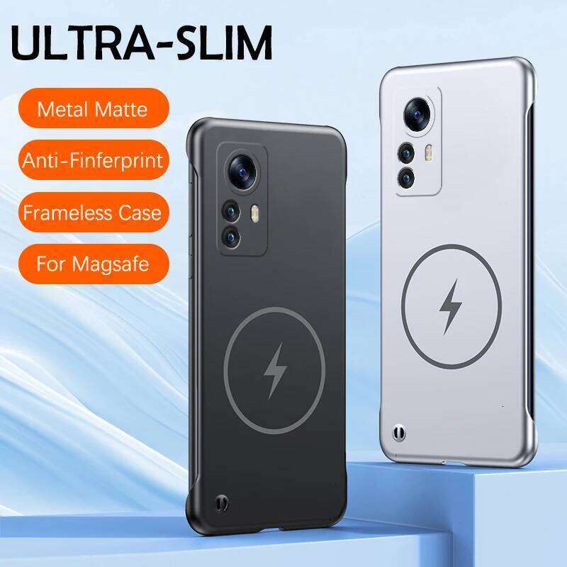 Slim Metal Hard PC Frameless Flash Magnetic Phone Case For 12 12x 12T 11 10 10T Pro Wireless Charging Cover H260305-image-1096559455