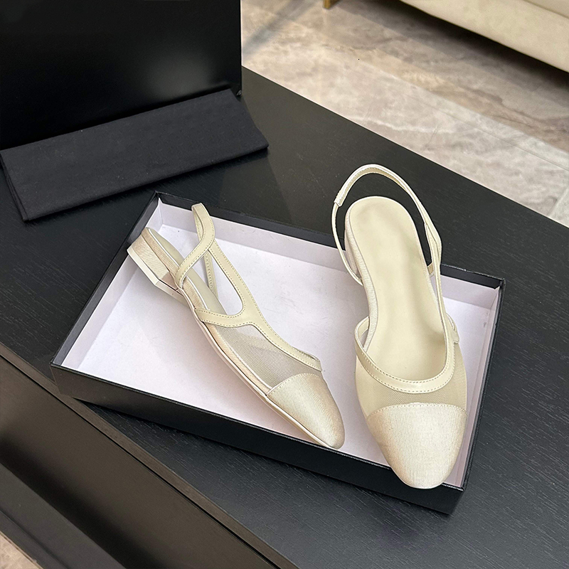 Été femmes chaussures concepteur nouvelles femmes slingback talons hauts sandales maille ballerines bride à la cheville chaussures de fête talons