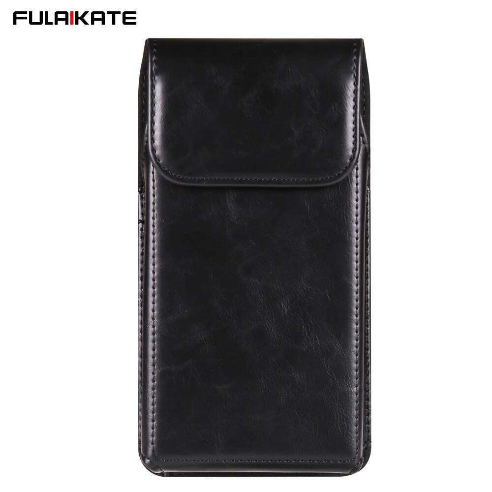 FULAIKATE 6.1"-7.2" High Grade Crazy Horse Vertical Waist Phone Bag iPhone 14 Pro Max Men's Leather Pouch for Note23 H260305-image-1096582970