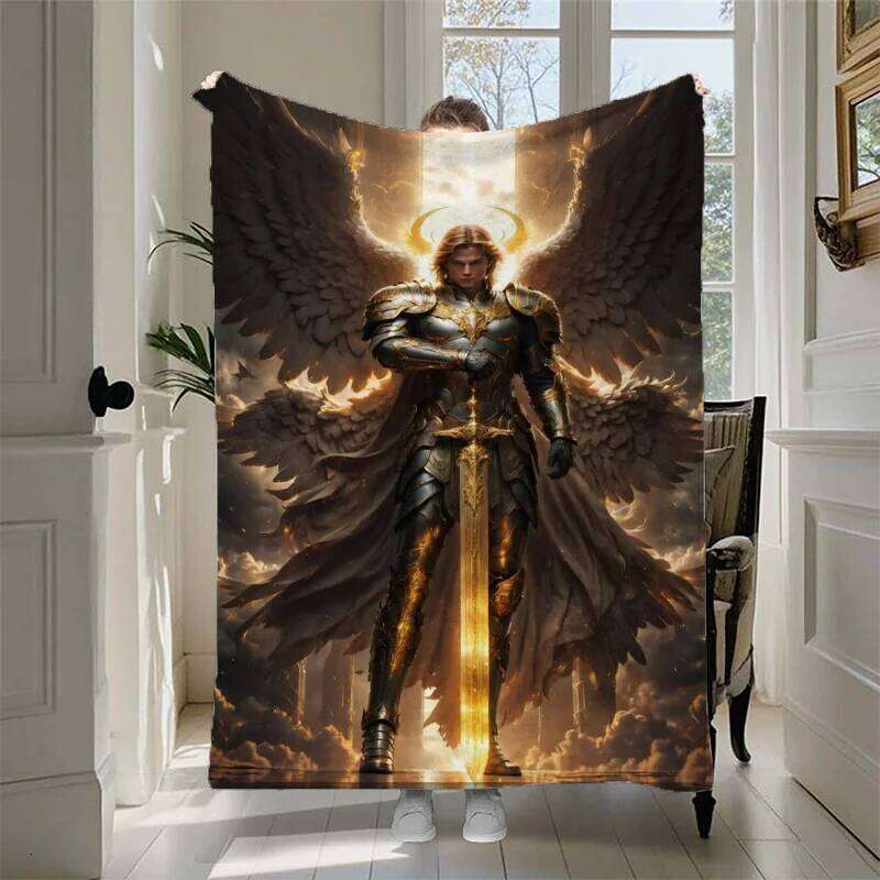 Archangel Michael Polyester Blanket Lightweight Digital Print Throw Perfect for Sofa Bed Travel Camping S26-image-1096582999