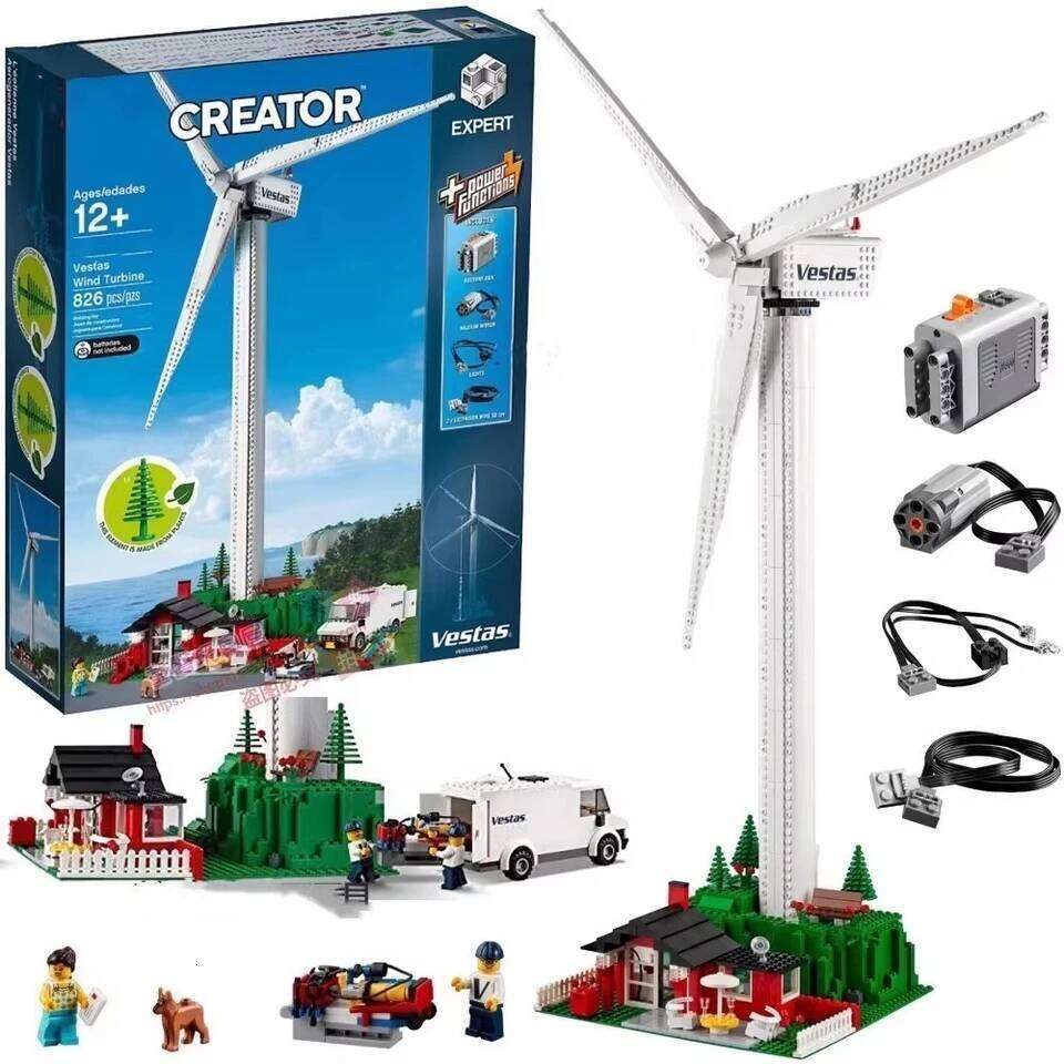 844PCS creative series Vestas wind turbine building blocks electric windmill generator model toys Christmas and New Year gifts K260311-image-1097060923