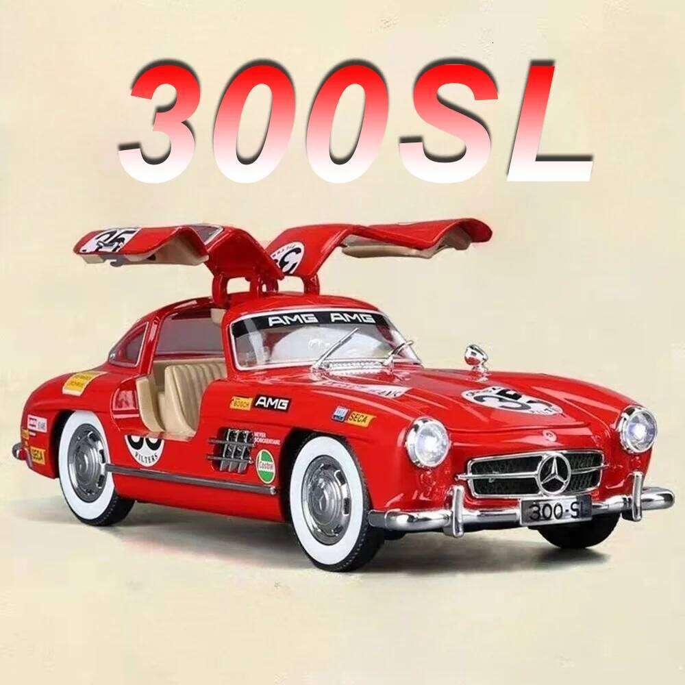1:24 300SL W140 300SEL Toys Cars Alloy Diecast Model 4 Doors Opened Front Wheel Steering Sound Light Vehices for Children's Gift Z260307-image-1096574855