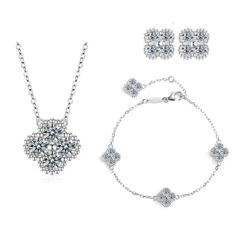 Full Moissanite Eecklace Earring Set Laboratory Diamond Rings jewelry 18K Gold Plated S925 Silver with Certificate H260307-image-1096654611