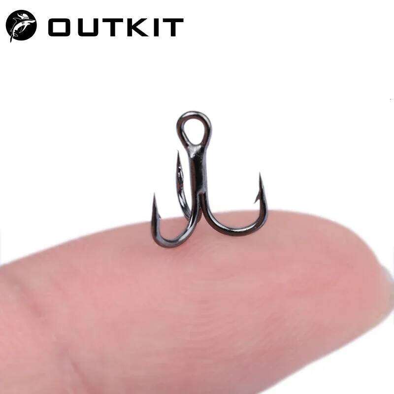 OUTKIT 10pcs 3x Strong Super Sharp Round Hook Antirust High Carbon Steel 10-18# Sea Treble Hooks Fishing Tackle Y260304-image-1096545898