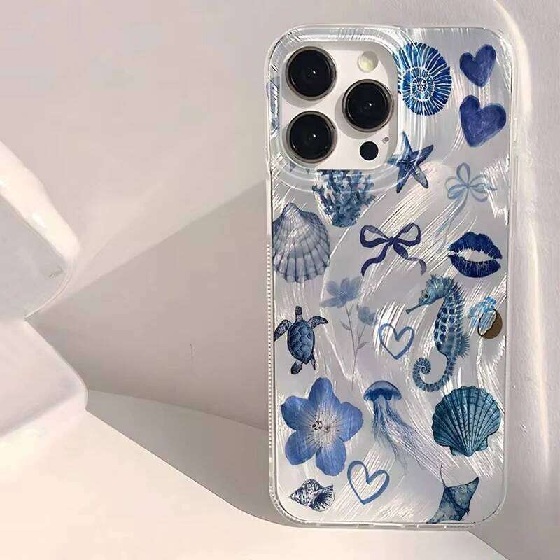 Seaside Scenery Wave Beach Pattern Phone Case For iPhone 11 13 14 15 12 16 Pro Max Plus Seashell Starfish Shockproof Back Cover H260305-image-1096559225