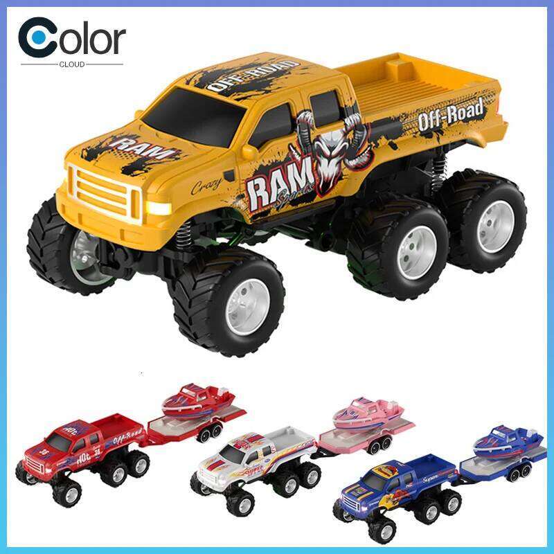 New Mini Alloy Six-Wheel Off-Road Remote Control Pickup Truck Toy Cool Light Automatic Demonstration Boy Christmas Gift C260306-image-1096584991