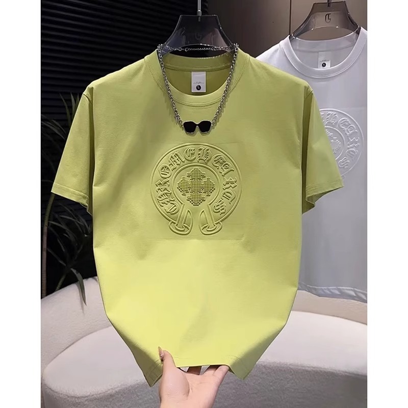 Chrome cross shirt Luxury Brand Designer Clothes Summer New Men's Fashion Round Neck Short Sleeve ch T Shirt Design Sense Steel Print 3D da1