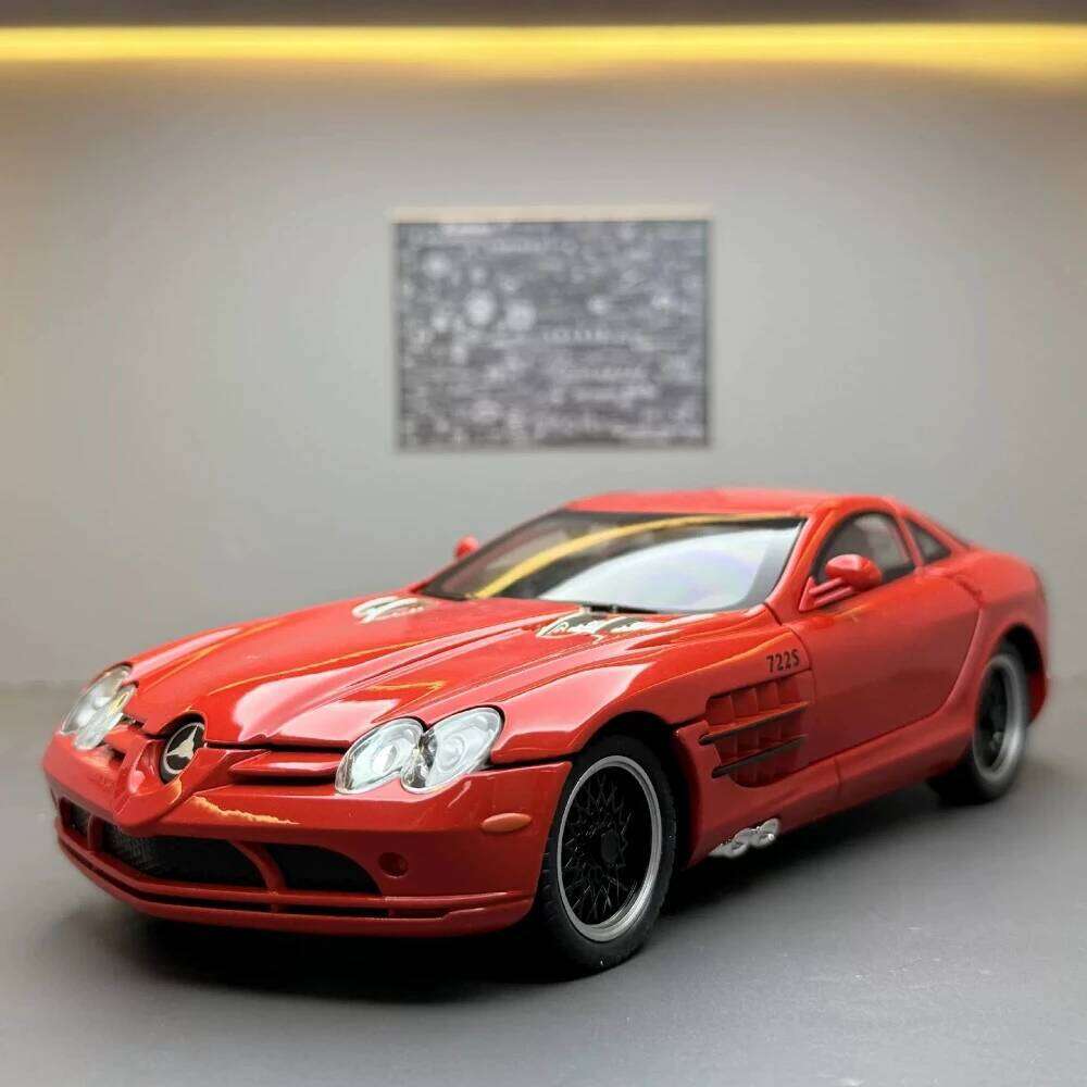 1:24 SLR W140 Alloy Sports Cars Diecast Model Toys Doors Opened Sound Light Pull Back Vehice Miniature Models Toddler Kids Gifts Z260307-image-1096575369