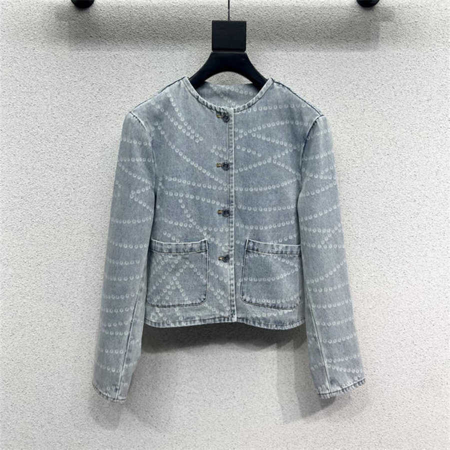 designer jacket women spring denim jackets Luxury brand Ladies high quality coat with Large pocket buttons slim top S-L