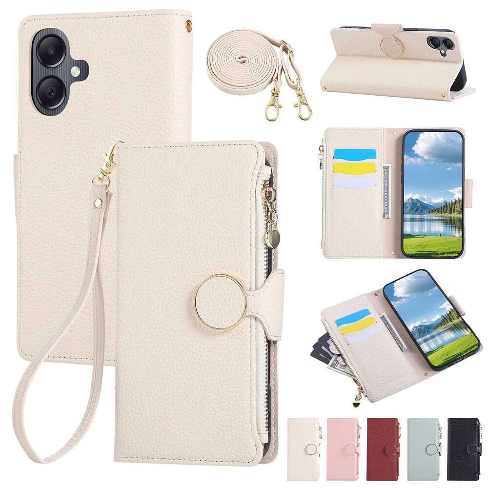 Zipper Wallet Crossbody Cover Phone Case for A36 A56 A16 A26 A06 Galaxy A05 A35 A55 A24 A34 A54 A25 A15 A14 A33 A53 A52 H260305-image-1096549580