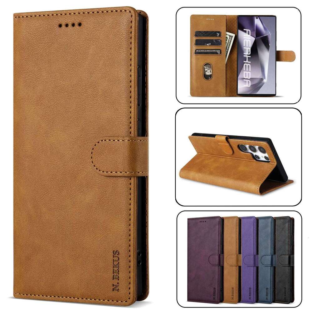 Business Leather Phone Case For Galaxy S25 S24 S23 Ultra S22 S21 FE S20 S10 Plus Note20 Flip Book Card Wallet Cover Etui H260305-image-1096544737