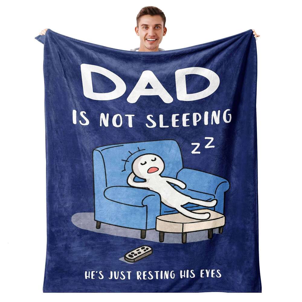 Humorous Blanket Soft Flannel All-Season Throw Machine Washable for Couch Travel Office - Daughter Son to Dad Husband Gift S26-image-1096595615