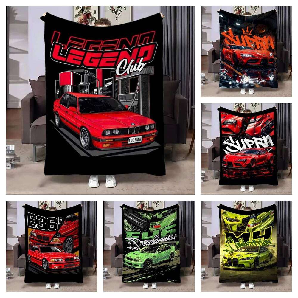 Miata Supra E36 Luxury Super Car Flannel Home Sofa Lunch Break Blankets Children Student Blanket Nap Cover Kids Gift S26-image-1096587604