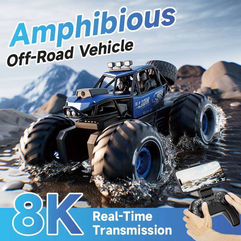 4DRC New Y10 Remote Control 2.4G Rc Boat Waterproof Amphibious Stunt Car 4WD All Terrain Truck Toys for Kids Birthday Gifts C260306-image-1096603504