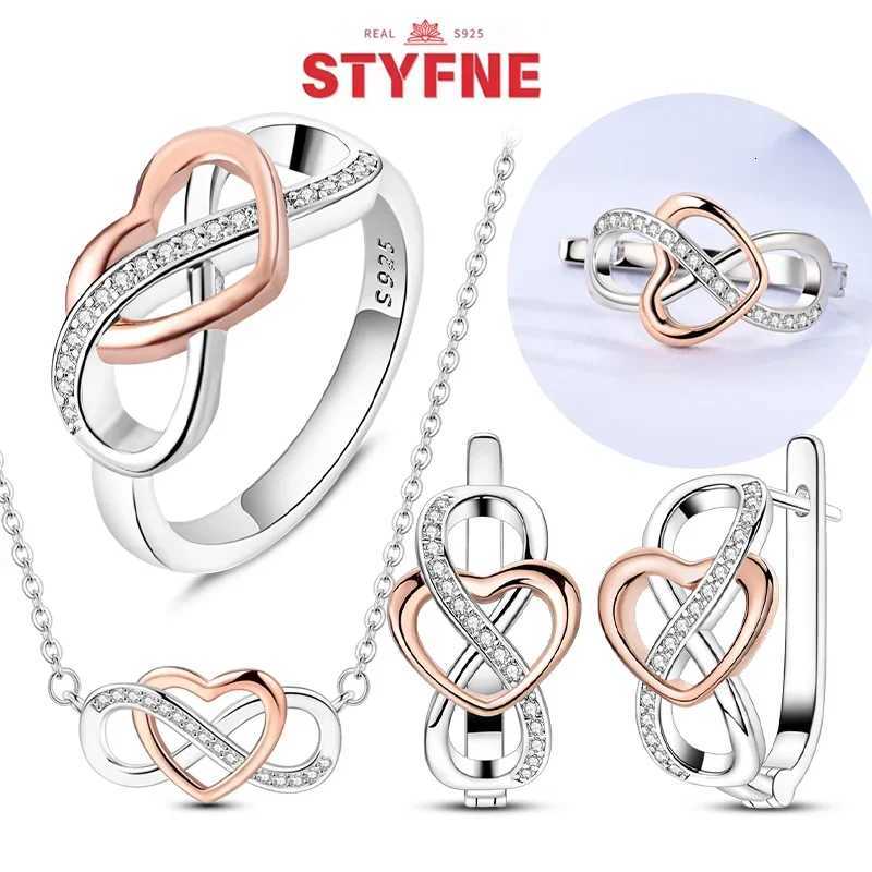 S925 Silver Rose Gold Color Infinity Forever Jewelry Sets Heart Earrings Rings Necklace for Women Romantic Jewelry Gifts H260307-image-1096654972