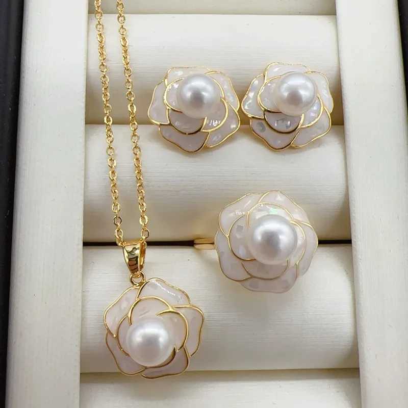 New Arrival Pearl Jewelry Sets 14k Gold Plated Real Natural Freshwater Pearl Necklace Earrings Ring For Women Gift H260307-image-1096654390