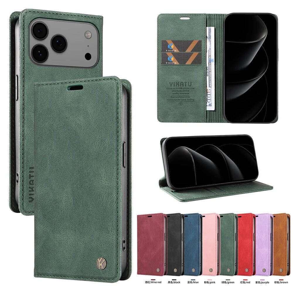 Magnetic Leather Wallet Flip Cover For Iphone 17 16 16E 15 14 13 12 11 XS XR Air Plus Pro Max ProMax Mini | Premium Case H260305-image-1096547693