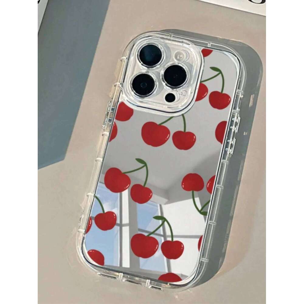 CHERRY Lucky Mirror Phone For iPhone 17AIR 11 12 13 14 15 16 17Pro Max Plus Lens Ring Anti-Fall 1.5mm Hard Case H260305-image-1096578732