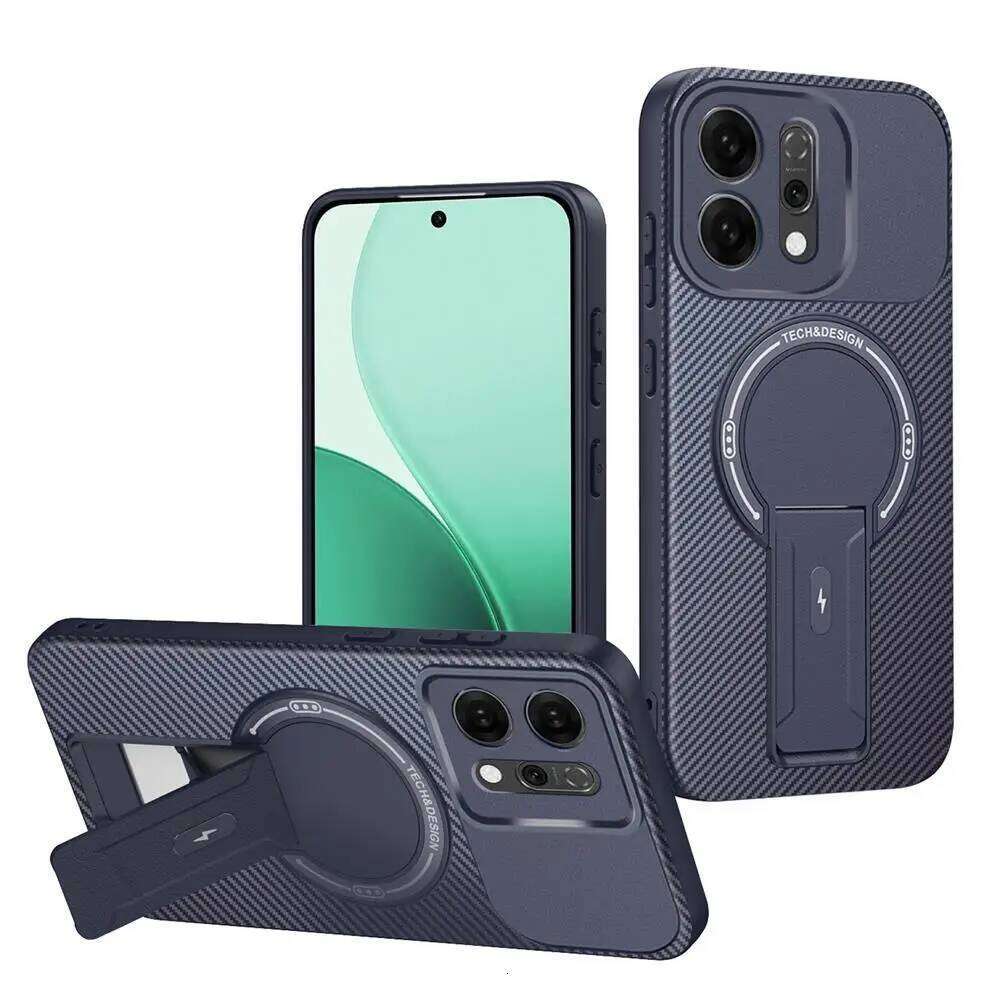 Magnetic Carbon Stand Case For A5X Reno 12 13 13F Realme 14 15 Pro C75 4G F3 5G Wireless Charing Phone Back Cover H260305-image-1096557452