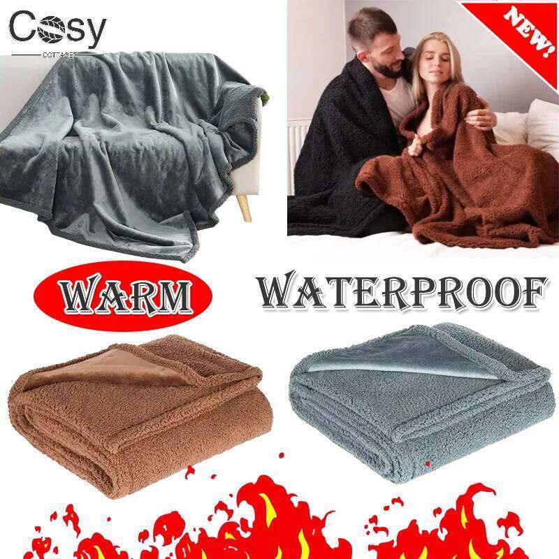 Summer Air Conditioning Blanket Couple Romantic Blankets Warm Cozy Shaggy Blanket-thickened King Size 100% Waterproof S26-image-1096599467