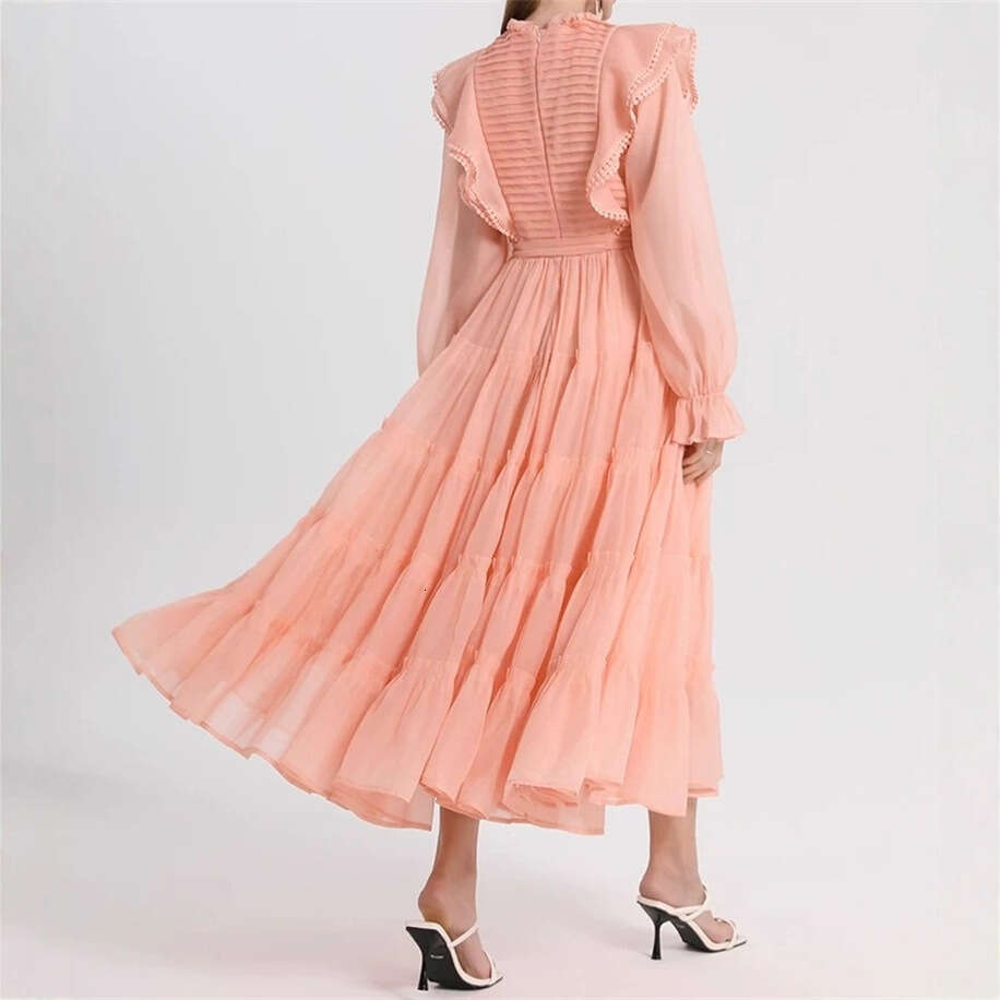2026 Printemps et automne niche européenne et américaine style déesse fée comme plissée semi-transparente grande jupe longue pliée fluide a12
