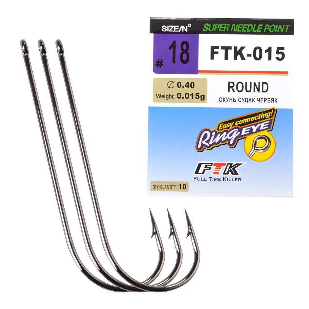 FTK Long Shank High Carbon Steel Baithook Black Chrome Ringed Marine Sharp Barbed Hook for Fishing Accessories Y260304-image-1096545917