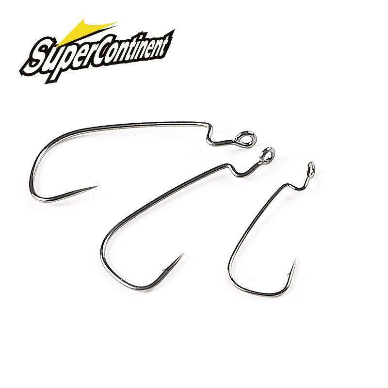 Supercontinent Offset with rings Carbon Steel Crank tackle Worm Hooks With big eyes Ring Y260304-image-1096545717