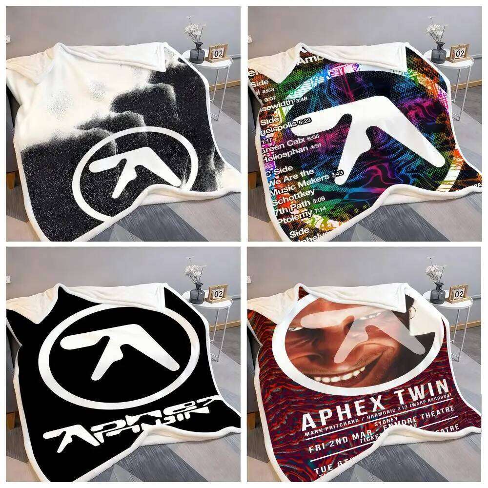 DJ A-Aphex T-Twin Album Flannel Fluffy Soft Blanket Warm Skin-Friendly Throw for Sofa Bed Office Nap Winter S26-image-1096577075