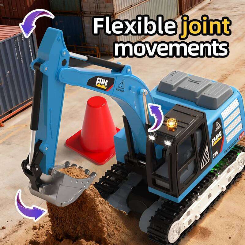 Mini 1:64 excavator, metal shell, lift, sound and light, adjustable construction vehicle model, desktop toy children's gifts C260306-image-1096585744