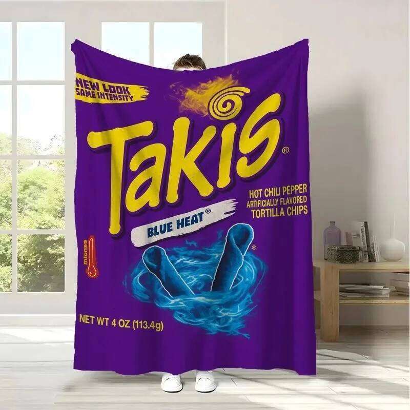 Takis Blue Heat Tortilla Chips Themed Cozy Soft Fleece Throw Blanket for Living Room Couch Bed Home & Daily Leisure S26-image-1096587260