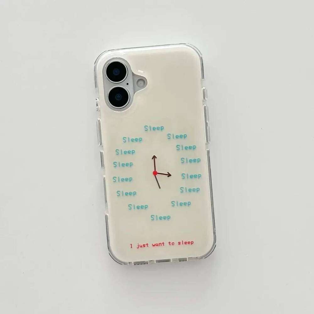 Ins Wind Creative Sleep Clock Personalized Case For iPhone 14 13 12 11 PRO MAX 15 16 PLUS Y2K Shockproof Phone Cases H260305-image-1096558786
