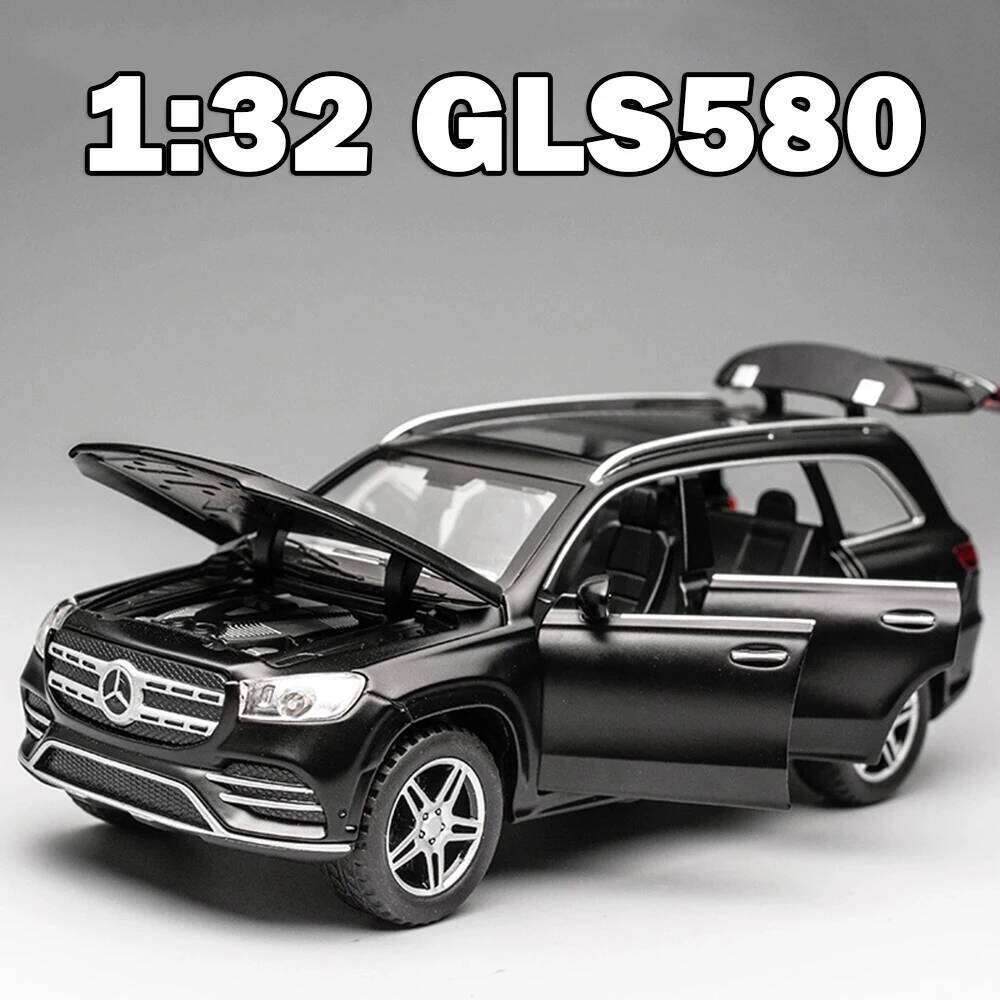1:32 GLS580 GLE63S Diecast Alloy Model Miniature Toys Car Doors Opened with Sound Light Pull Back Ornament Children Popular Gift Z260307-image-1096575292